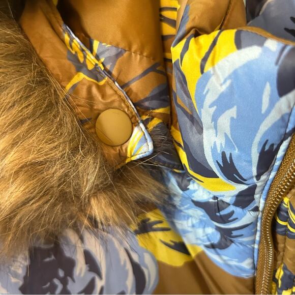 Aerie Offline Puffer Vest Floral Print Detachable Hood Faux Fur Trim Size XL - Picture 6 of 9